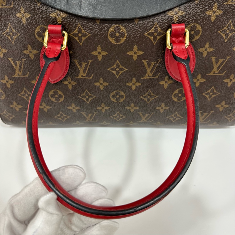 LV M41454 Tuileries 老花紅黑牛皮 手提肩背兩用包-11