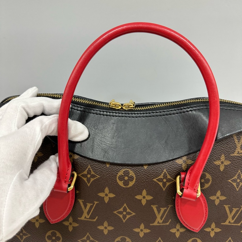 LV M41454 Tuileries 老花紅黑牛皮 手提肩背兩用包-12