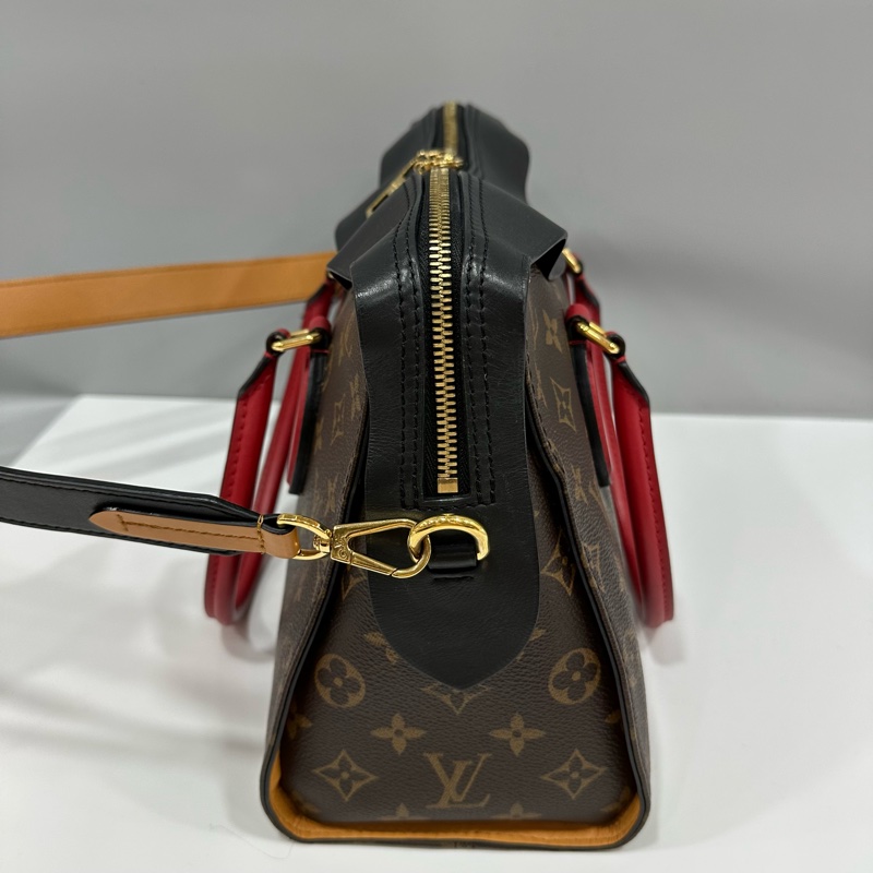 LV M41454 Tuileries 老花紅黑牛皮 手提肩背兩用包-14