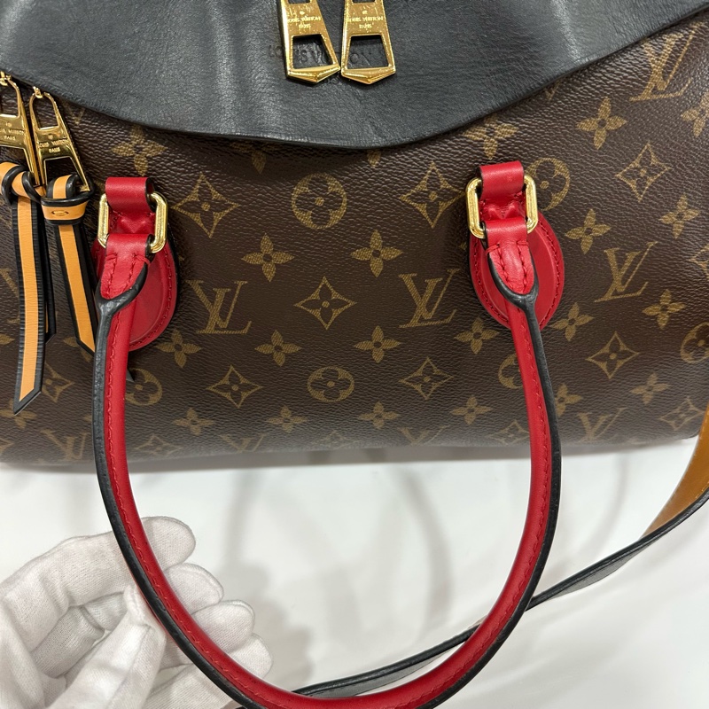 LV M41454 Tuileries 老花紅黑牛皮 手提肩背兩用包-16