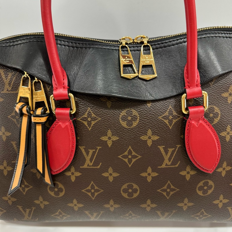 LV M41454 Tuileries 老花紅黑牛皮 手提肩背兩用包-19