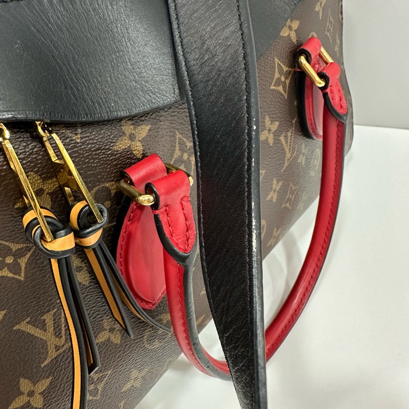 LV M41454 Tuileries 老花紅黑牛皮 手提肩背兩用包-32