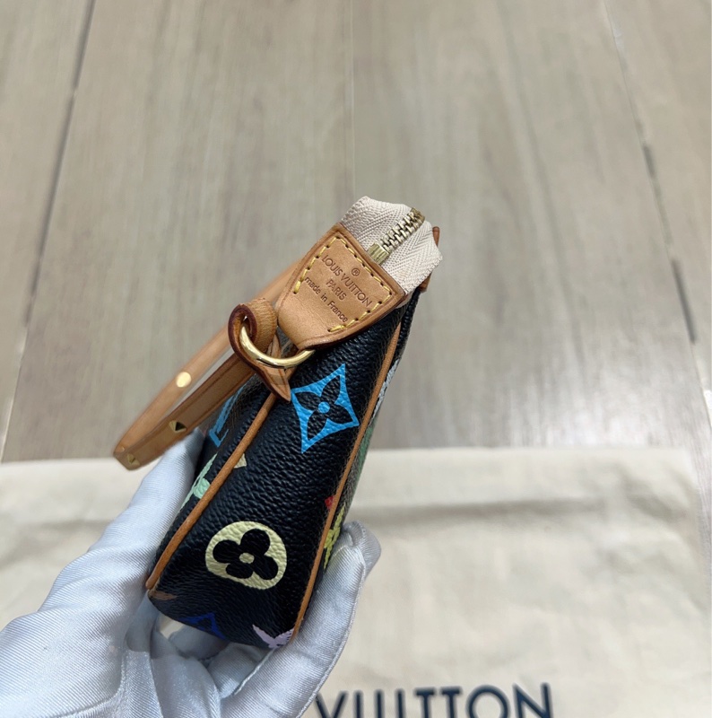 LV村上隆限定黑三彩麻將包 正常使用痕跡 內里乾淨-5