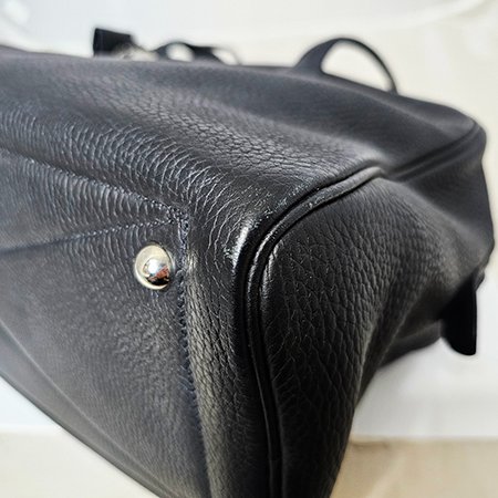 已售出*H0357 HERMES 黑色TOGO牛皮銀釦TOGO VICTORIA肩背包-4