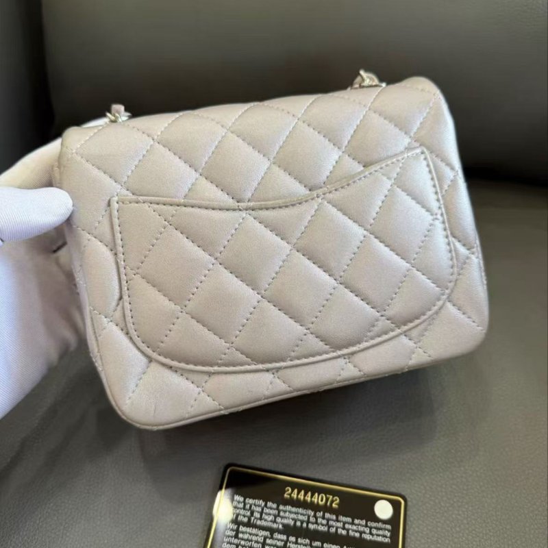 Chanel 方胖子 銀色羊皮 97新 配件塵袋-5