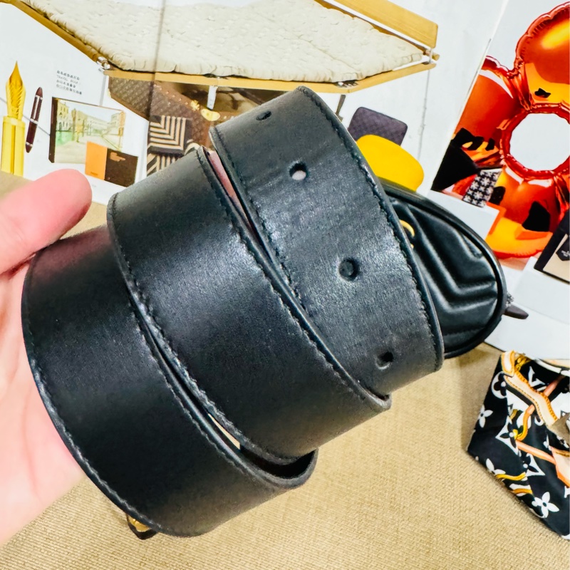 售二手 真品  【GUCCI 古馳】馬夢 476434 黑色雙 G LOGO 腰包/胸背包/手拿包/皮帶-4