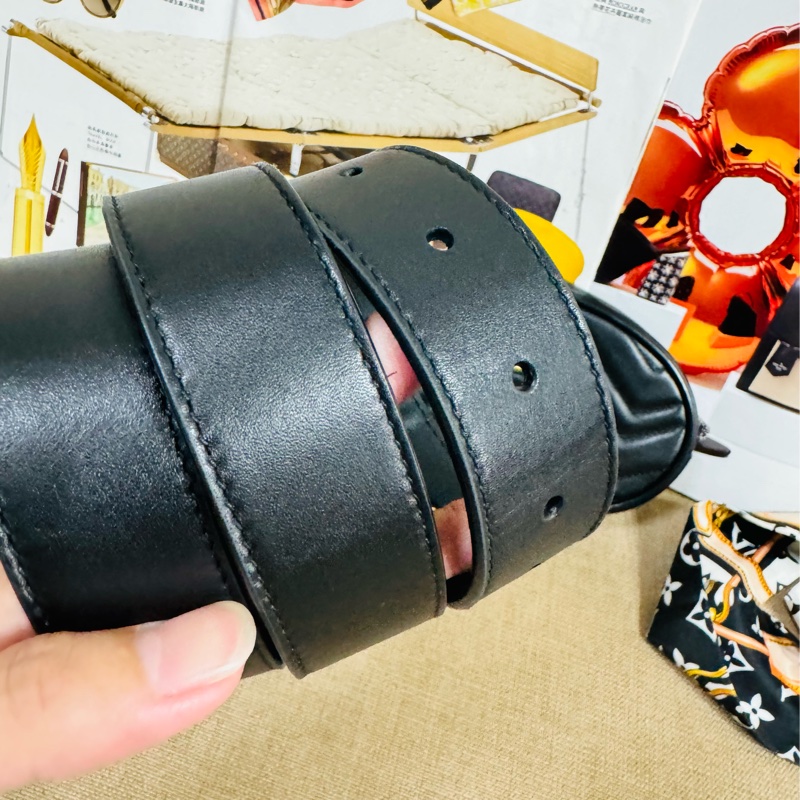 售二手 真品  【GUCCI 古馳】馬夢 476434 黑色雙 G LOGO 腰包/胸背包/手拿包/皮帶-5