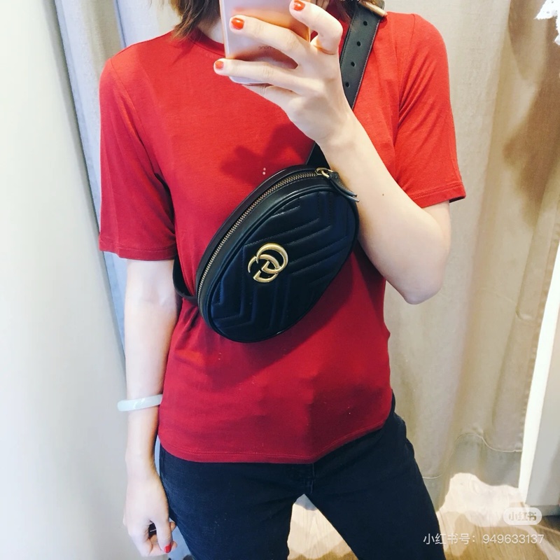 售二手 真品  【GUCCI 古馳】馬夢 476434 黑色雙 G LOGO 腰包/胸背包/手拿包/皮帶-11