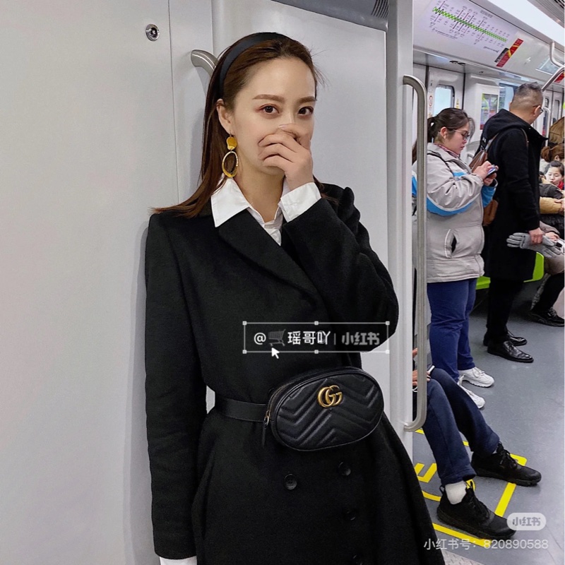 售二手 真品  【GUCCI 古馳】馬夢 476434 黑色雙 G LOGO 腰包/胸背包/手拿包/皮帶-17