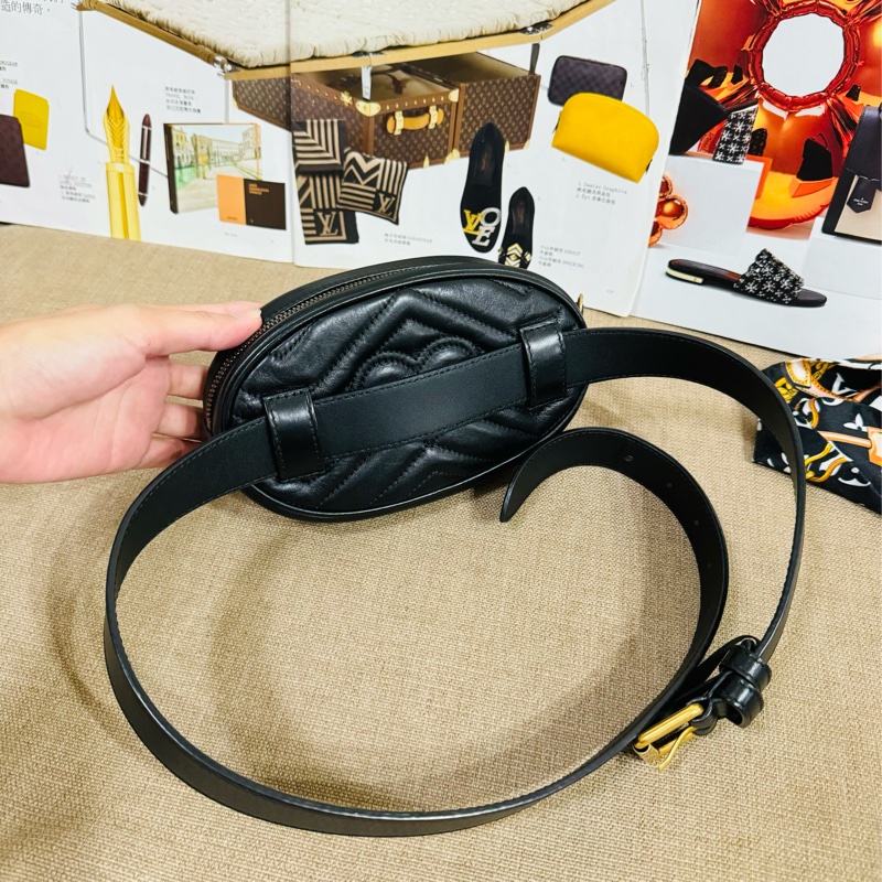 售二手 真品  【GUCCI 古馳】馬夢 476434 黑色雙 G LOGO 腰包/胸背包/手拿包/皮帶-21