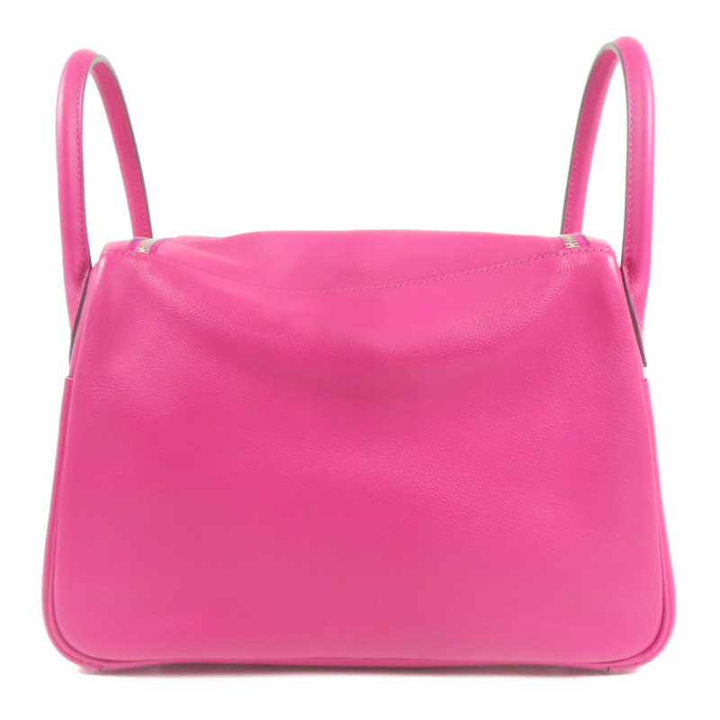 HERMES Evercolor皮革Lindy 30銀扣手挽肩背兩用袋Rose Pourpre-1