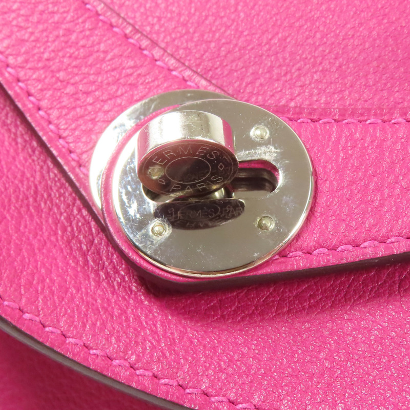 HERMES Evercolor皮革Lindy 30銀扣手挽肩背兩用袋Rose Pourpre-7