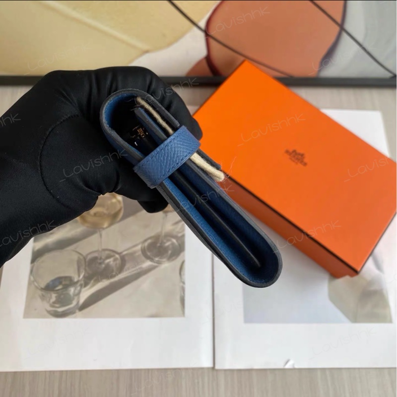 Hermes 藍色金扣kelly 錢包-4