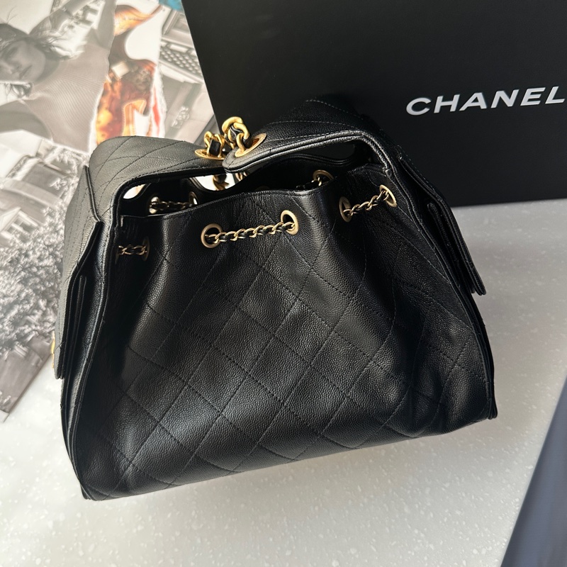 全新全配🩷Jennie同款 Chanel 25 bag 小號 黑金荔枝牛皮💛💛-6
