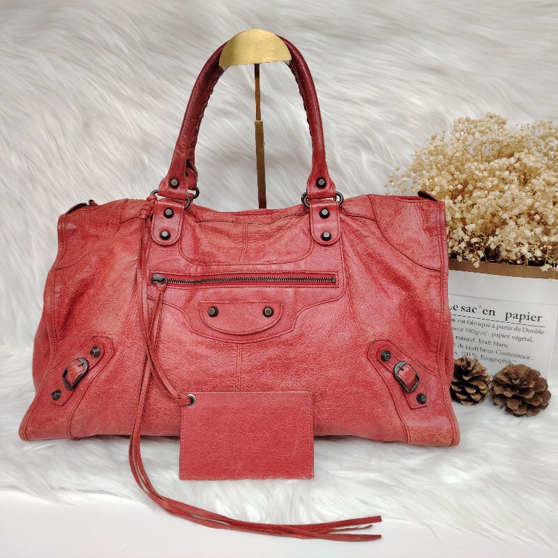 Balenciaga 巴黎世家 紅色機車包 大號-0