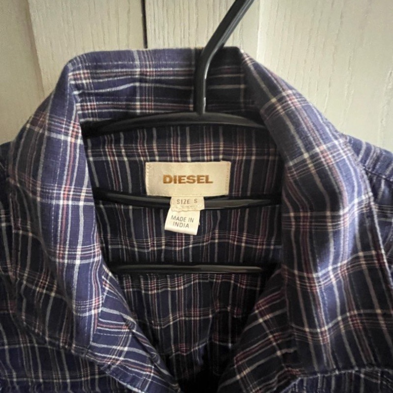 🇺🇸 美國購入・Diesel 經典格紋 無袖襯衫|藍色系|中性風也可當背心穿搭-3