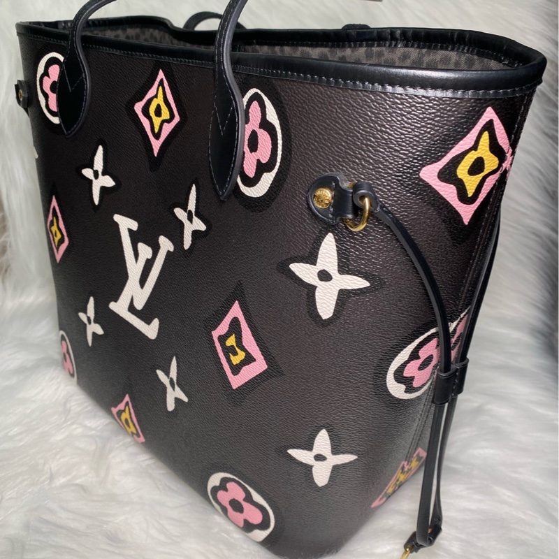 99新闲置 LOUIS VUITTON NEVERFULL 品牌老花 帆布 单肩包 中号 女款 黑色-1