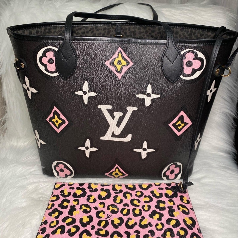 99新闲置 LOUIS VUITTON NEVERFULL 品牌老花 帆布 单肩包 中号 女款 黑色-6