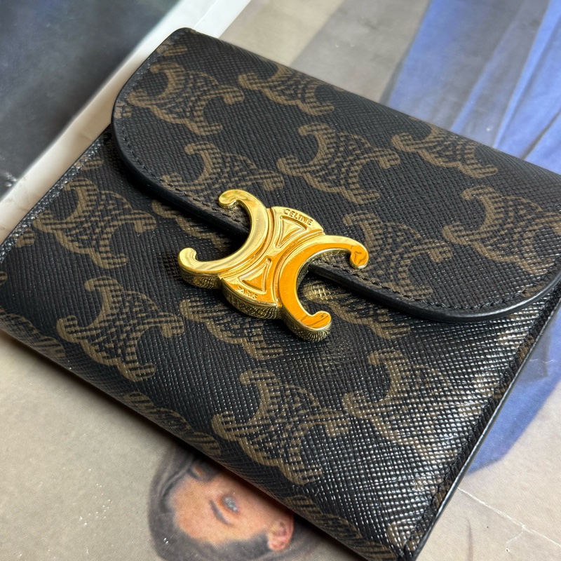 Celine PVC牛皮 凱旋門 零錢包 TRIOMPHE 三折錢包-4