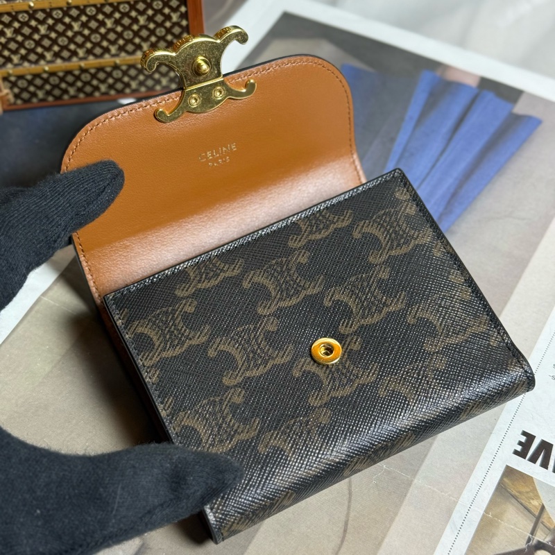 Celine PVC牛皮 凱旋門 零錢包 TRIOMPHE 三折錢包-5