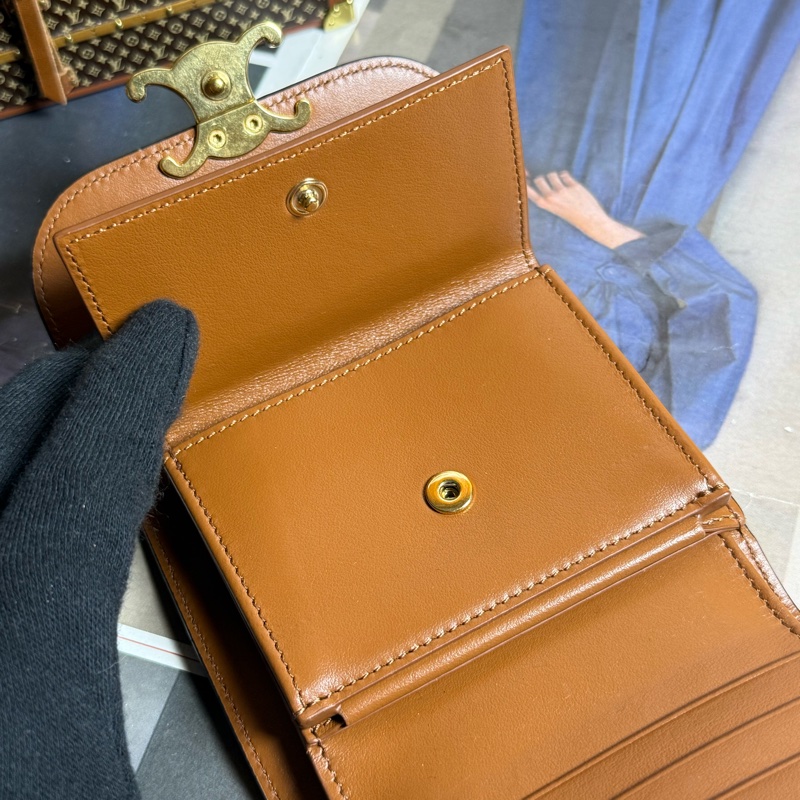 Celine PVC牛皮 凱旋門 零錢包 TRIOMPHE 三折錢包-8