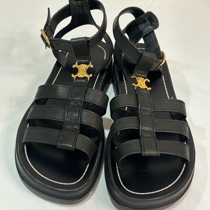 Celine 羅馬黑色涼鞋-0