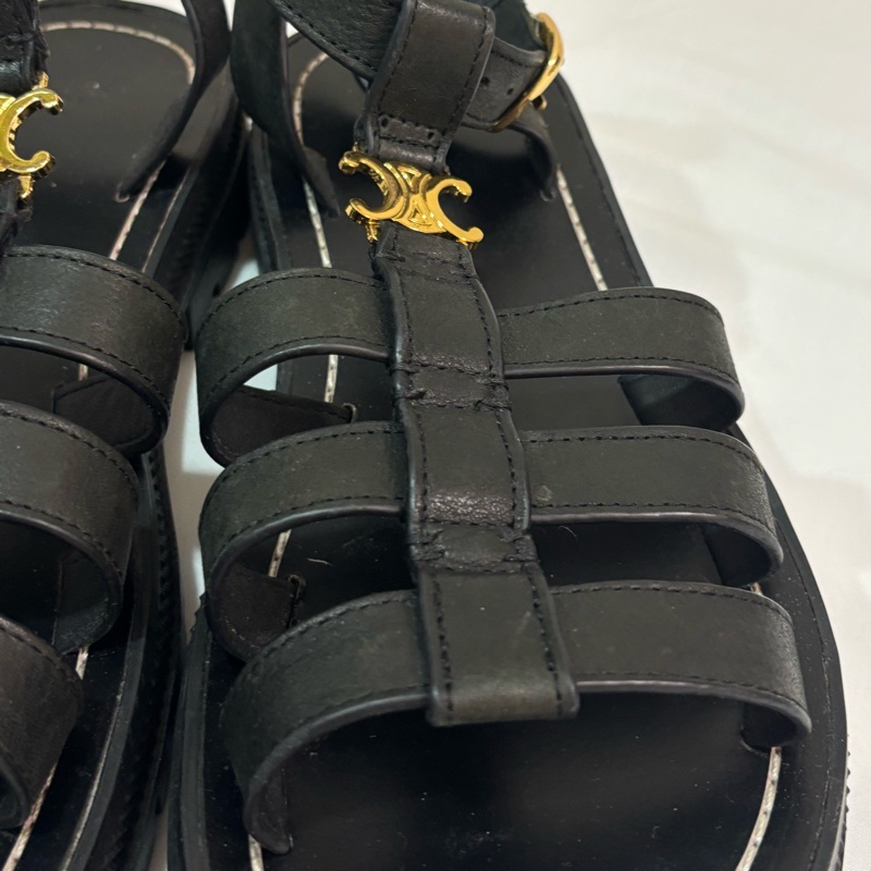 Celine 羅馬黑色涼鞋-3