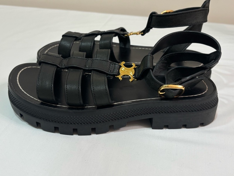 Celine 羅馬黑色涼鞋-4