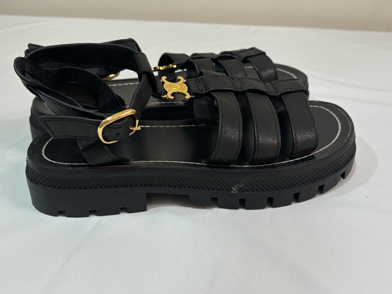 Celine 羅馬黑色涼鞋-5