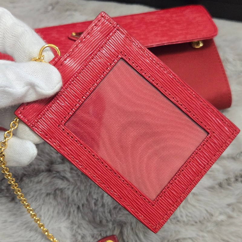 PRADA 釦式掀蓋長夾 發財長夾 紅色 附可拆卸的證件/照片夾-25