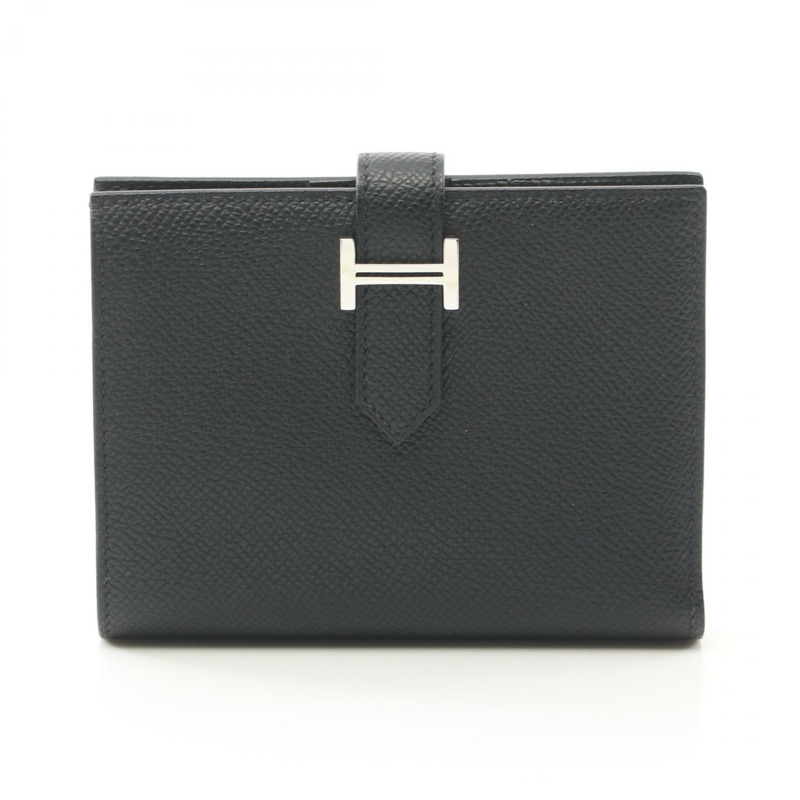 HERMES BEARN 緊湊型雙折皮夾 B 款 Epsom 黑色 二手 SHW-0