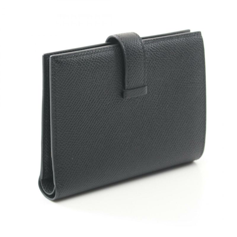 HERMES BEARN 緊湊型雙折皮夾 B 款 Epsom 黑色 二手 SHW-1