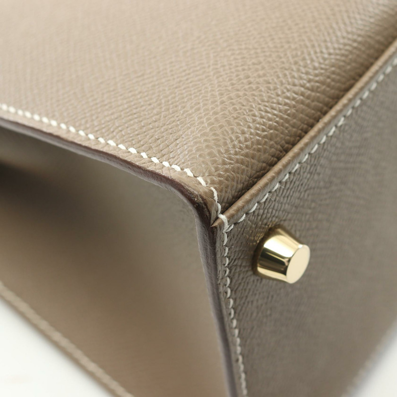 HERMES Kelly 28 兩手提單肩包 B 042319CC EpsomEtoupe 灰色 二手 GHW-7