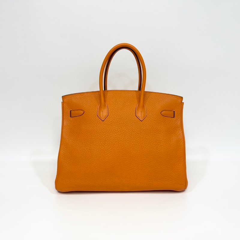 hermes 9J火焰橘TC皮金釦內縫BIRKIN35CM柏金包-1