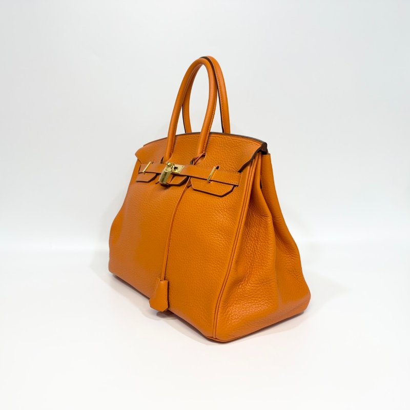 hermes 9J火焰橘TC皮金釦內縫BIRKIN35CM柏金包-3