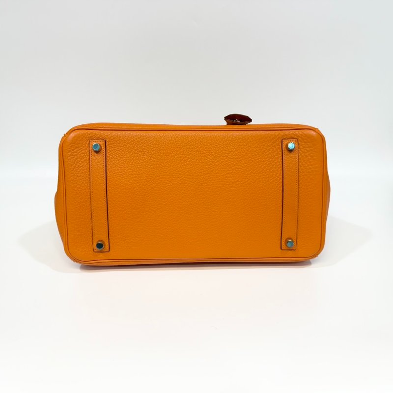 hermes 9J火焰橘TC皮金釦內縫BIRKIN35CM柏金包-5