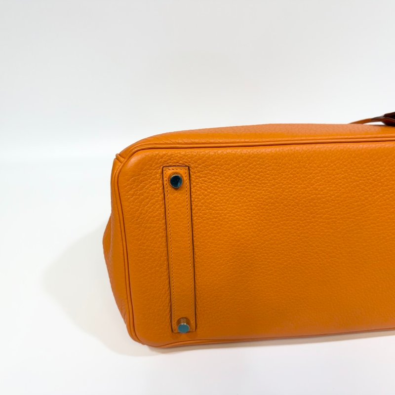 hermes 9J火焰橘TC皮金釦內縫BIRKIN35CM柏金包-6