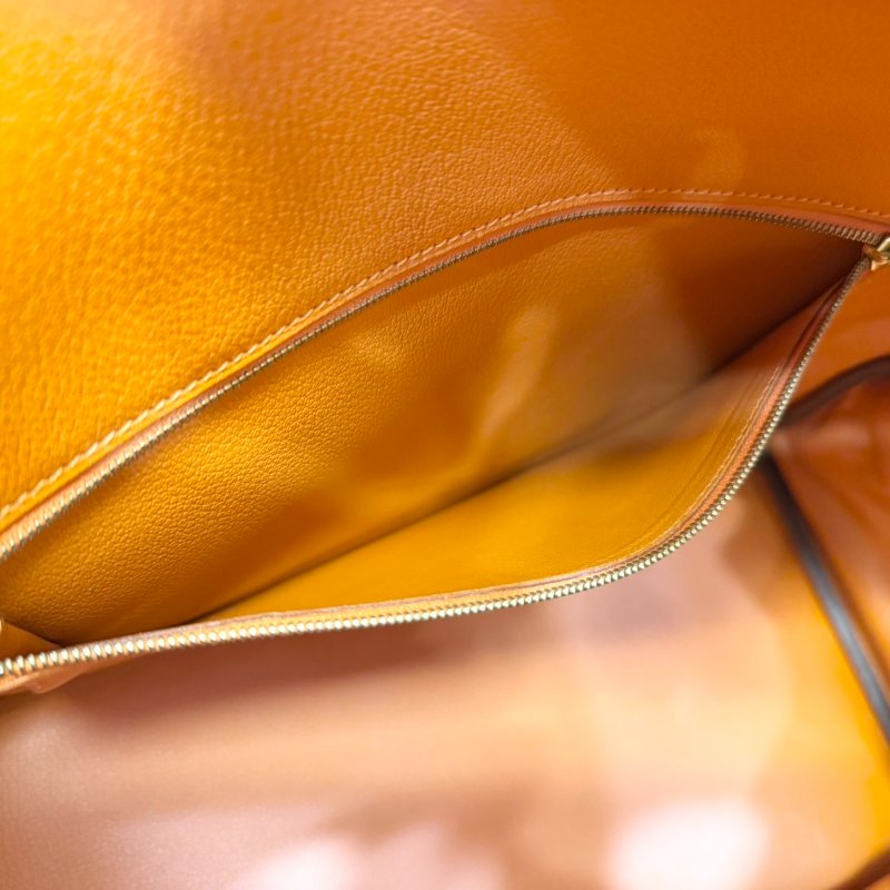 hermes 9J火焰橘TC皮金釦內縫BIRKIN35CM柏金包-10