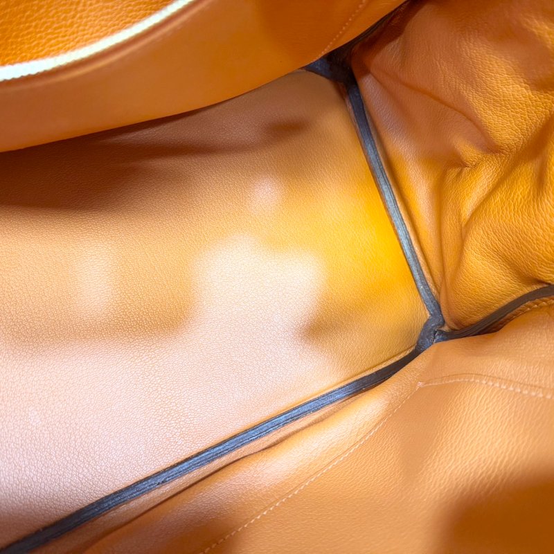 hermes 9J火焰橘TC皮金釦內縫BIRKIN35CM柏金包-12