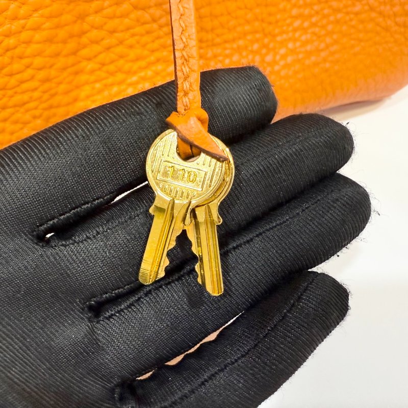 hermes 9J火焰橘TC皮金釦內縫BIRKIN35CM柏金包-24