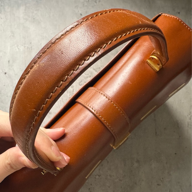中古 Bally vintage 焦糖色 棕色 兩用包 真皮手袋 側背包 斜背包-12