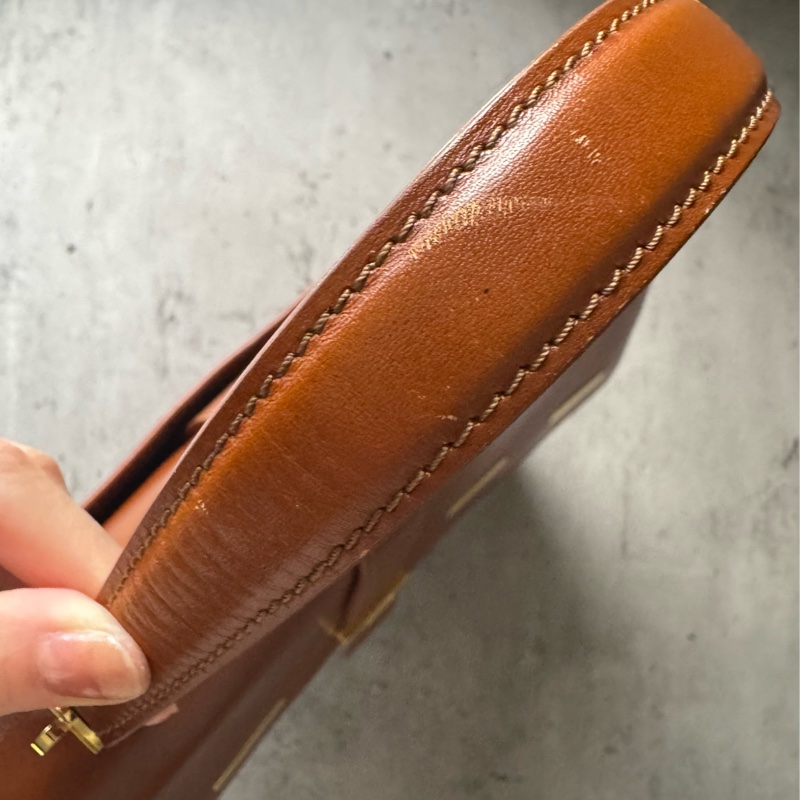 中古 Bally vintage 焦糖色 棕色 兩用包 真皮手袋 側背包 斜背包-13