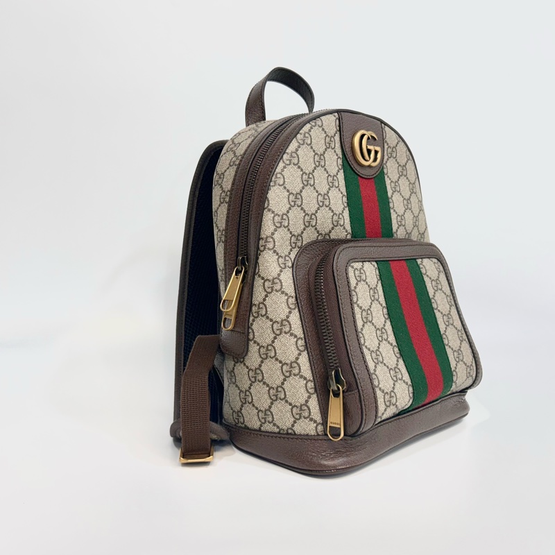 GUCCI原花拼綠紅綠織帶OPHIDIA雙G後背包547965-2