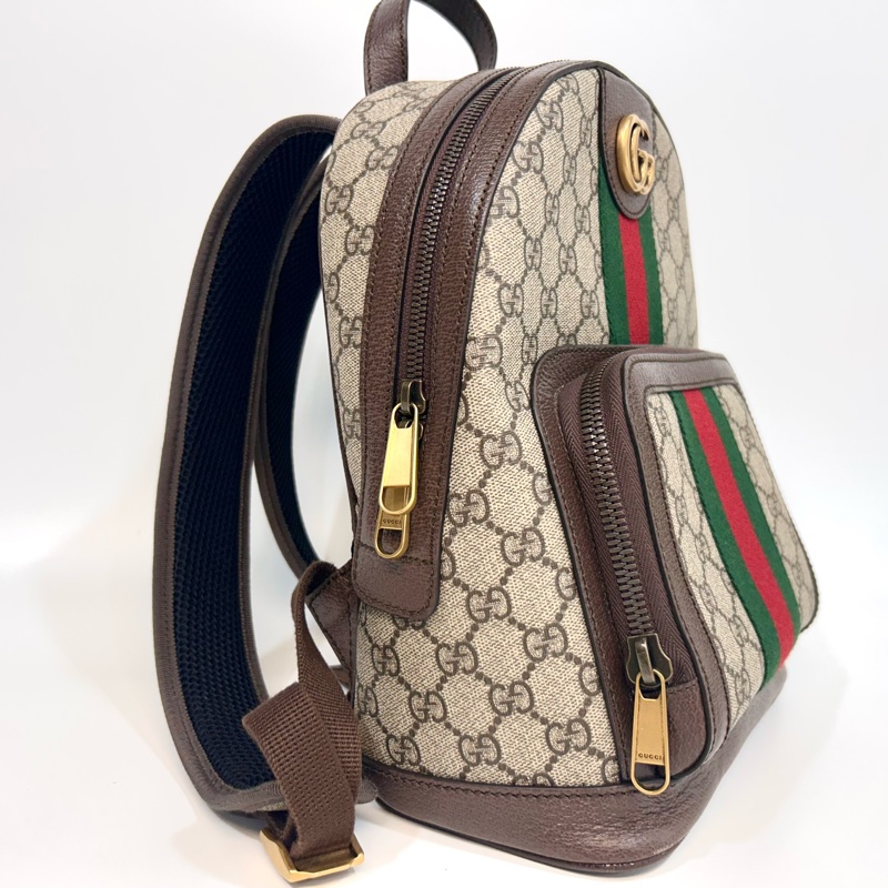 GUCCI原花拼綠紅綠織帶OPHIDIA雙G後背包547965-12