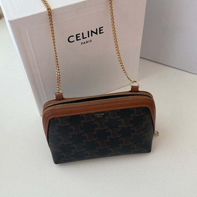 (已售出)Celine 老花貝殼包 全網最低價 小議可 貝殼包 mini 鏈條包 PVC金扣 老花-1
