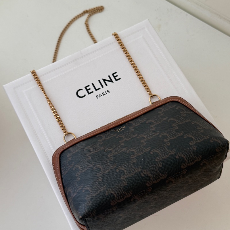 (已售出)Celine 老花貝殼包 全網最低價 小議可 貝殼包 mini 鏈條包 PVC金扣 老花-2