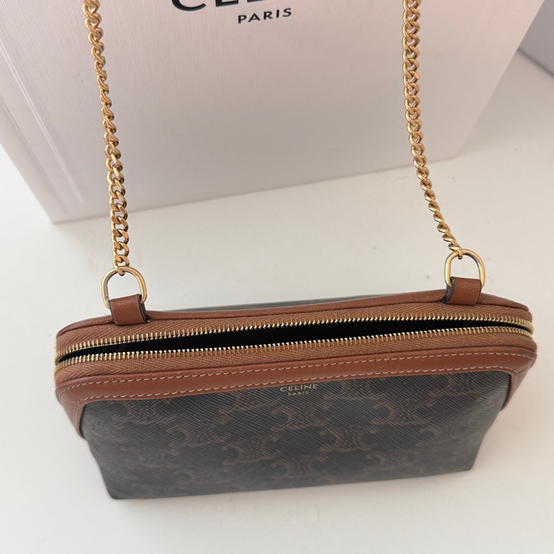 (已售出)Celine 老花貝殼包 全網最低價 小議可 貝殼包 mini 鏈條包 PVC金扣 老花-3
