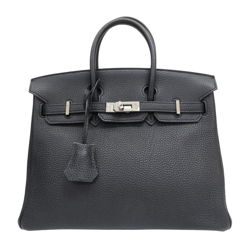 黑色 TOGO牛皮 Birkin25 手提包 銀扣 T刻 染色-0
