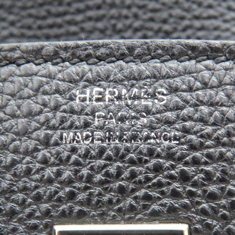 黑色 TOGO牛皮 Birkin25 手提包 銀扣 T刻 染色-5
