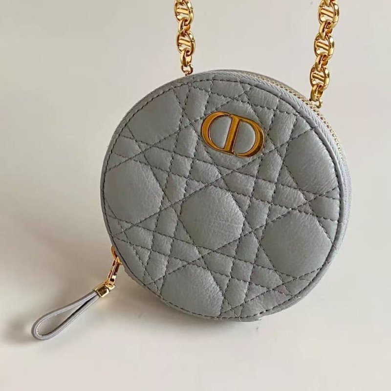 ✨dior 霧藍caro圓餅nano斜背包 12*12*2.5cm, 全新配件塵袋保卡-1